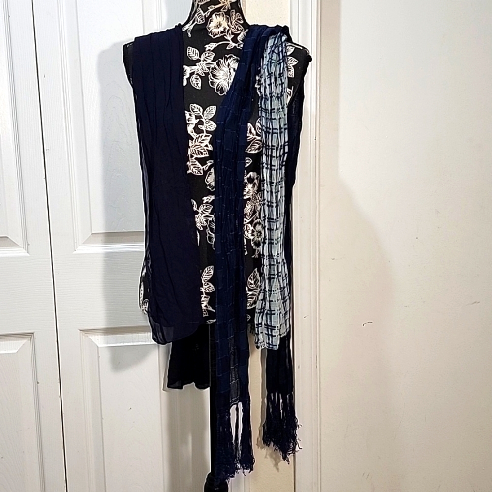 3 Navy Sheer Scarf Bundle